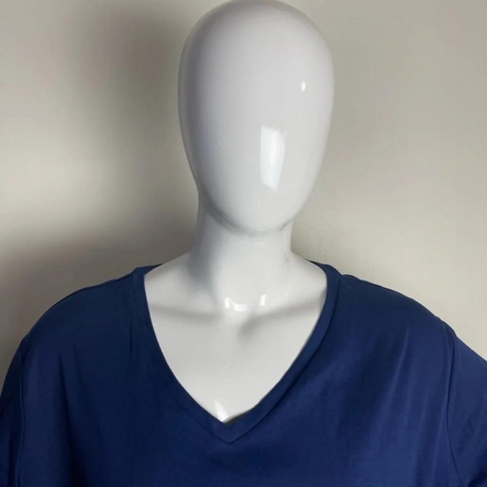 ⭐️LIZ CLAIBORNE  Womens Plus V Neck Long Sleeve T-Shirt‎ navy size 5X